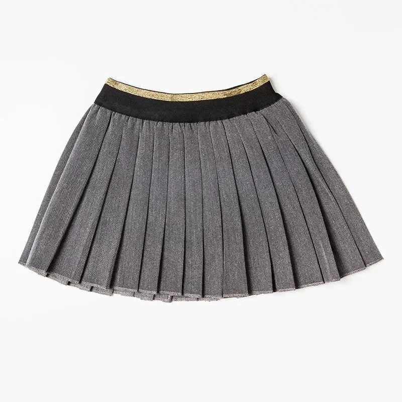 Kids Girls Pleated Skirts 2024 New Arrival Princess Dance Skirts Children School Skirts Black Gray Blue Age For 18M-10Y GS74 H260407