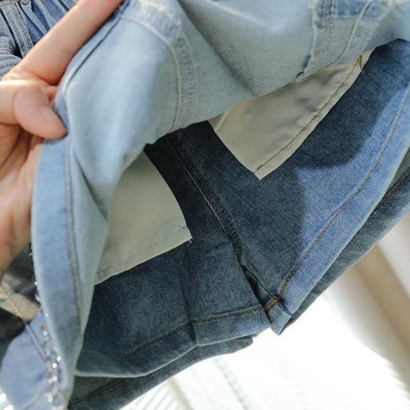 Girls Denim Skort 2026 Summer Kids Short Pants Cute Sweet Style Fake Two Piece Design Comfortable Stretch Casual Versatile H260407