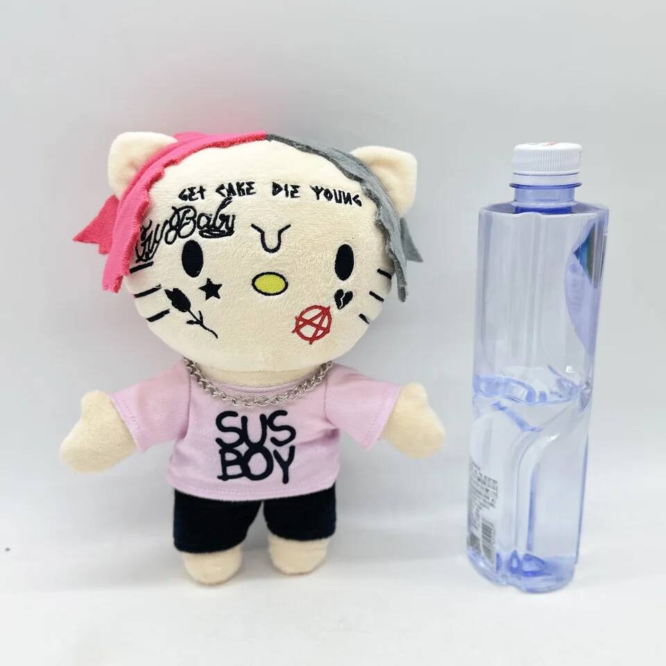 New Hello Kitty LIL PEEP Anime Toy Doll with Pink Clothes Necklace Stuffed Soft Plush Toys Fans Collect Gifts 24cm - view 5
