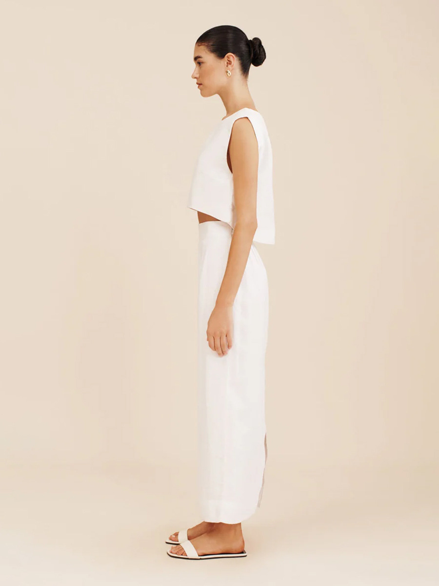 Summer Cotton Linen Vest Half Skirt 2-Piece Set Women's INS Chic Short Vest Casual Set Fashion Split Long Skirt Suits