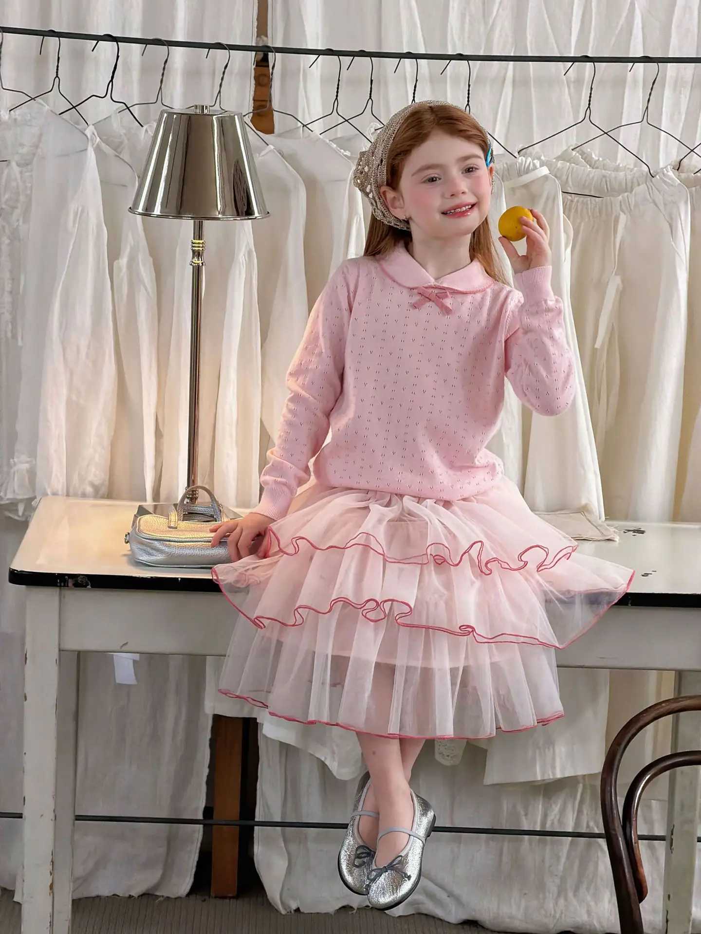 2026 Spring Sweet Style Children Skirt Pink Three-Layer Tulle Tiered Skirt for 2-7Y Girls Lightweight Flowy Dress H260407