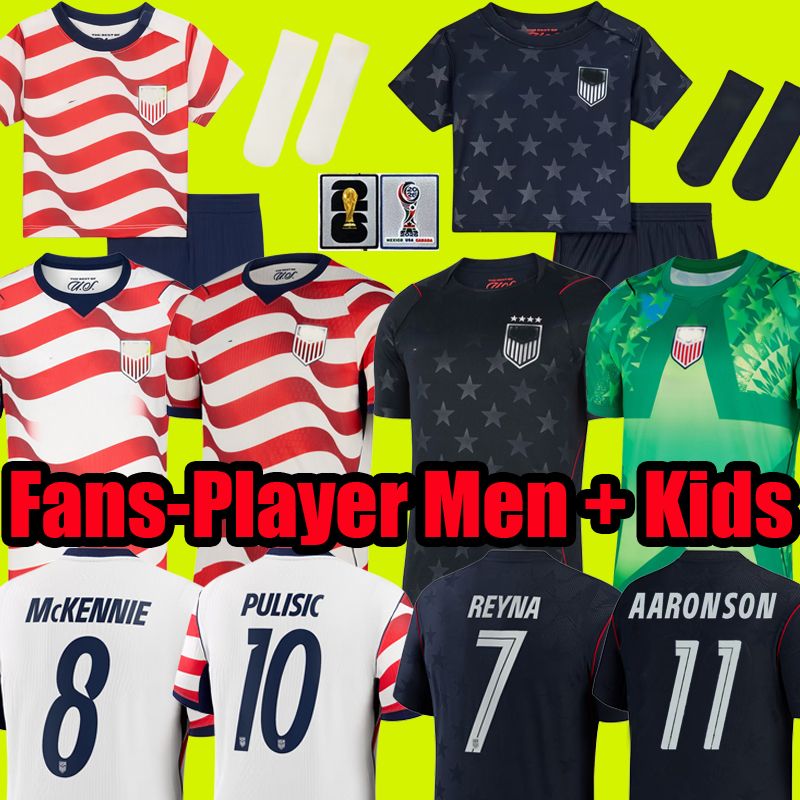 2026 World Cup USA Soccer Jersey PULISIC MCKENNIE ADAMS REYNA AARONSON USMNT Football Shirt Men Kids Set