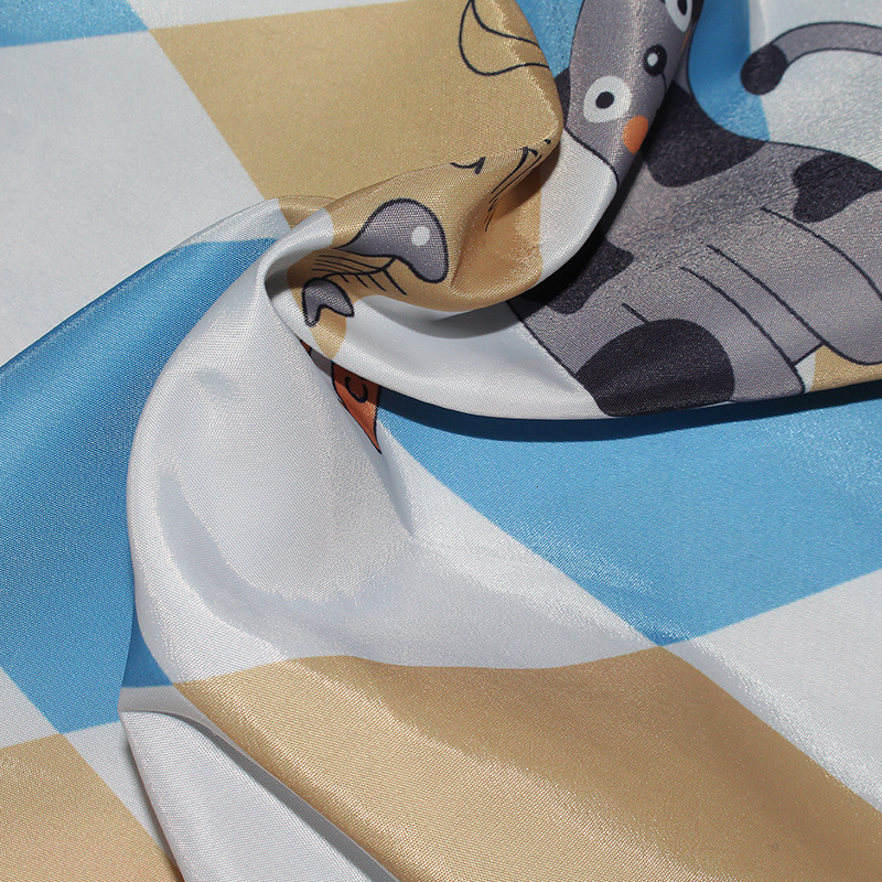 Shower Curtain Cute Cat Print Colorful Plaid Pattern Thickened Polyester Fabric Waterproof Bathroom Water Barrier Curtain