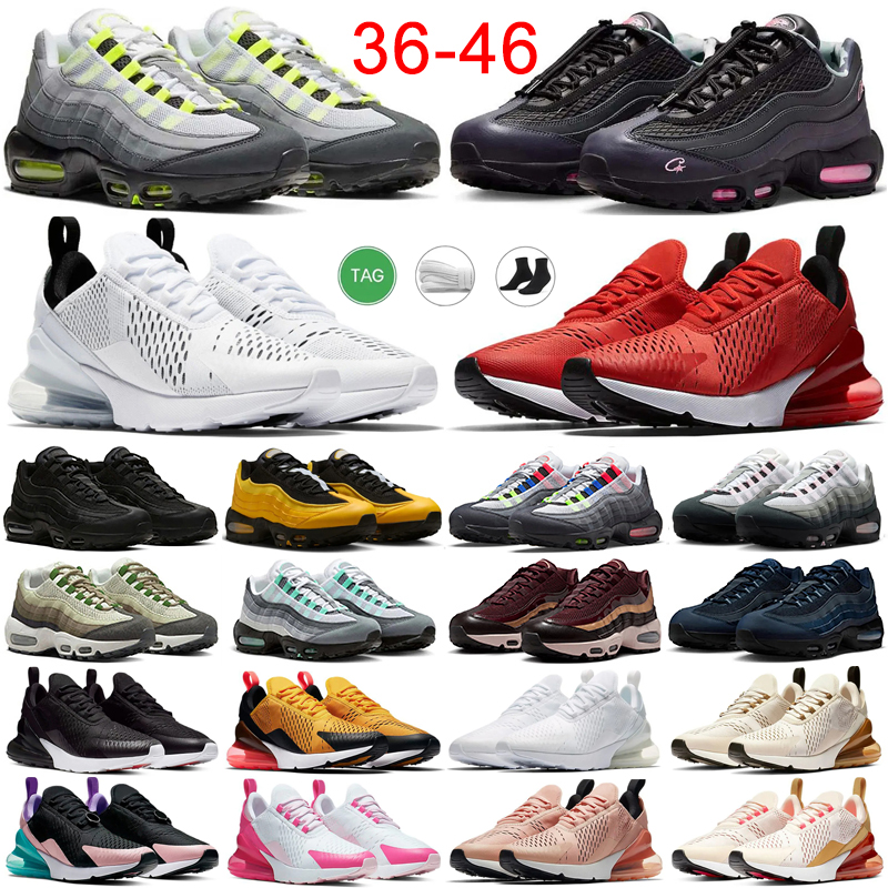 Designer 270s Running Shoes Mens Womens 95s Sneakers Fashion 270 Triple Black White 95 Neon University Red Olive Pink Foam Harbor Blue Solar Red Train