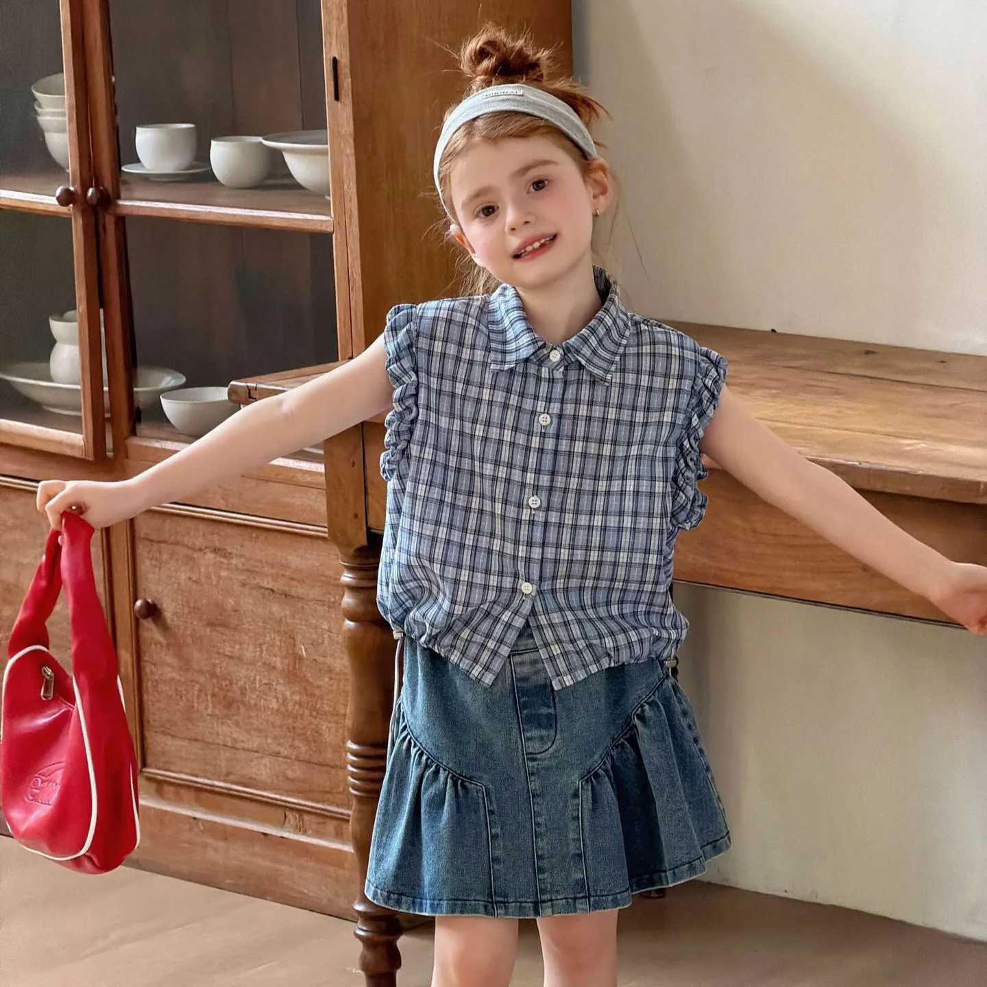 Girls Skirt 2026 Spring and Summer New Childrens Clothing Korean Style Girls Baby Fashion Flouncy Jeans Skirt Simple Daily H260407