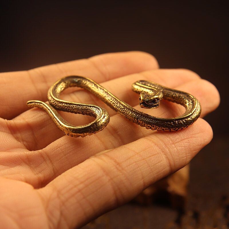 Ornament Pure Copper Eyeglass Snake Vintage Distressed Exquisite Simulation Tea Pet Living Room Decoration Craft Home Gift