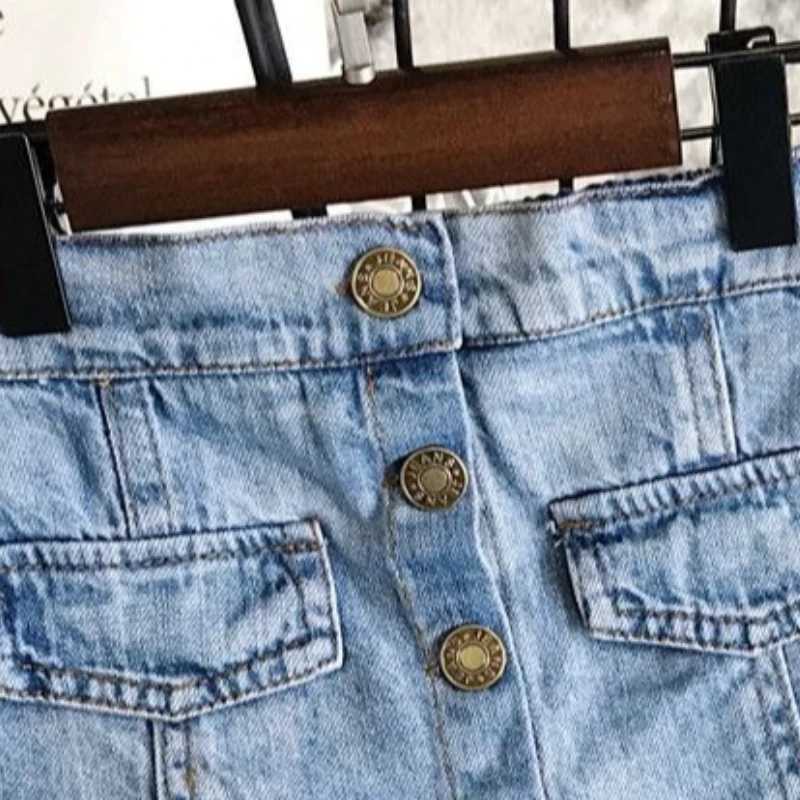 Girls Kids Denim Skirt 2026 Summer New Arrival Solid Color Button Design Casual Mini Skirt for Baby Children H260407