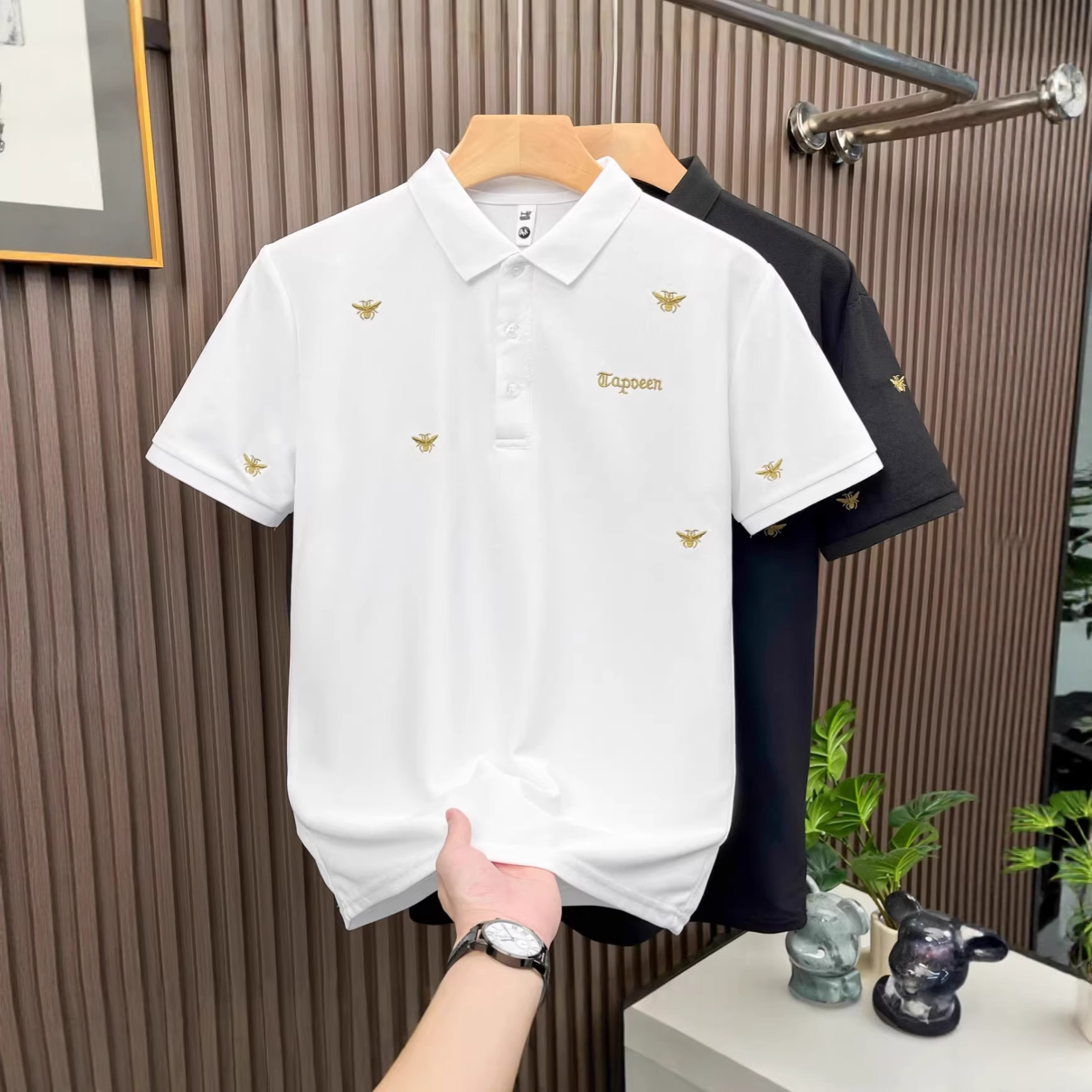 Luxury Brand Designer Clothes High-End Designer Apparel American-Style Heavy-Weight Lapel Polo Shirt For Men Short-Sleeved Summer Trendy Casual Loose-