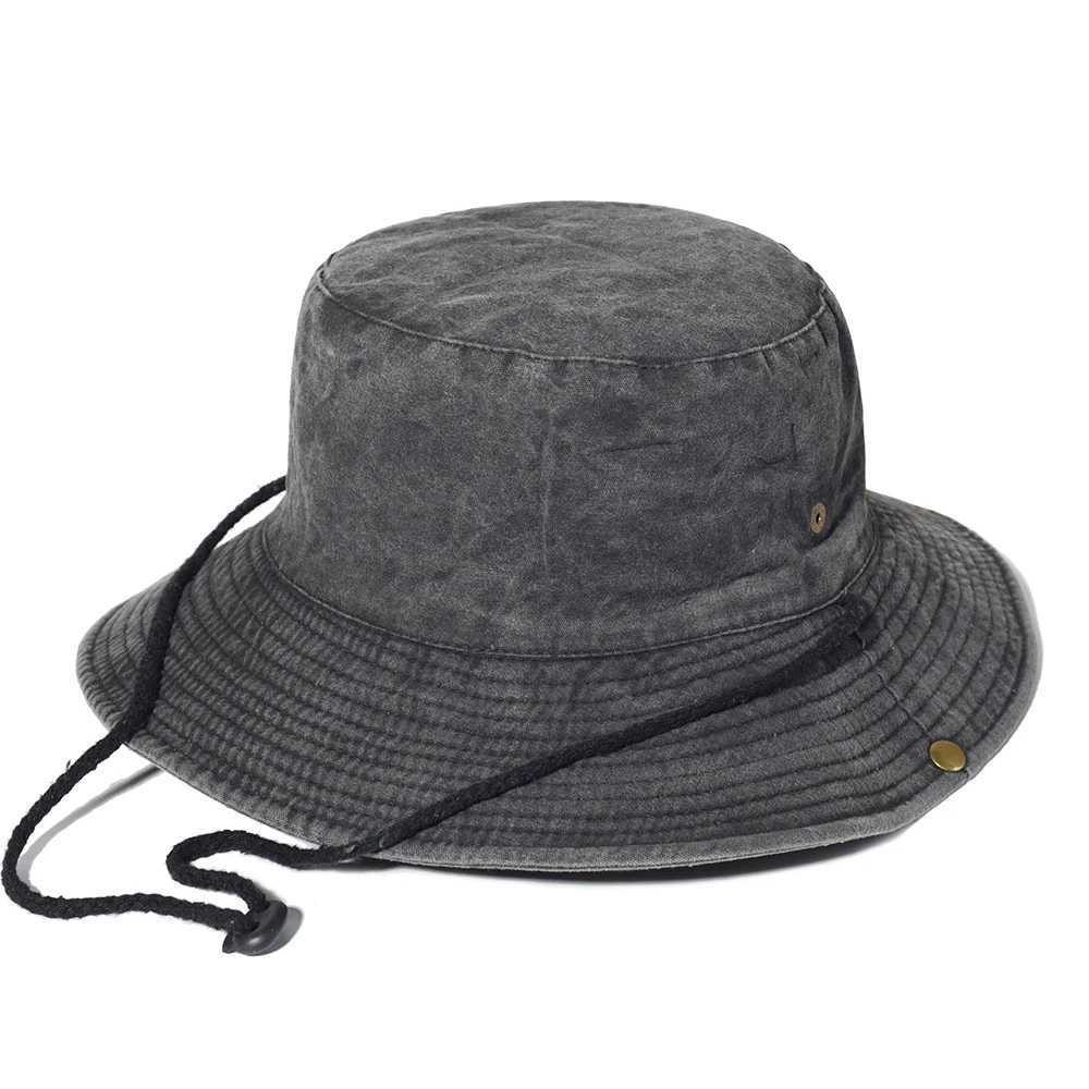 Fishing Hiking Sun Hat Men Women Boonie Hat Wide Brim Bucket Hat Outdoor Safari Summer Cap Cotton Bucket Hat H260407