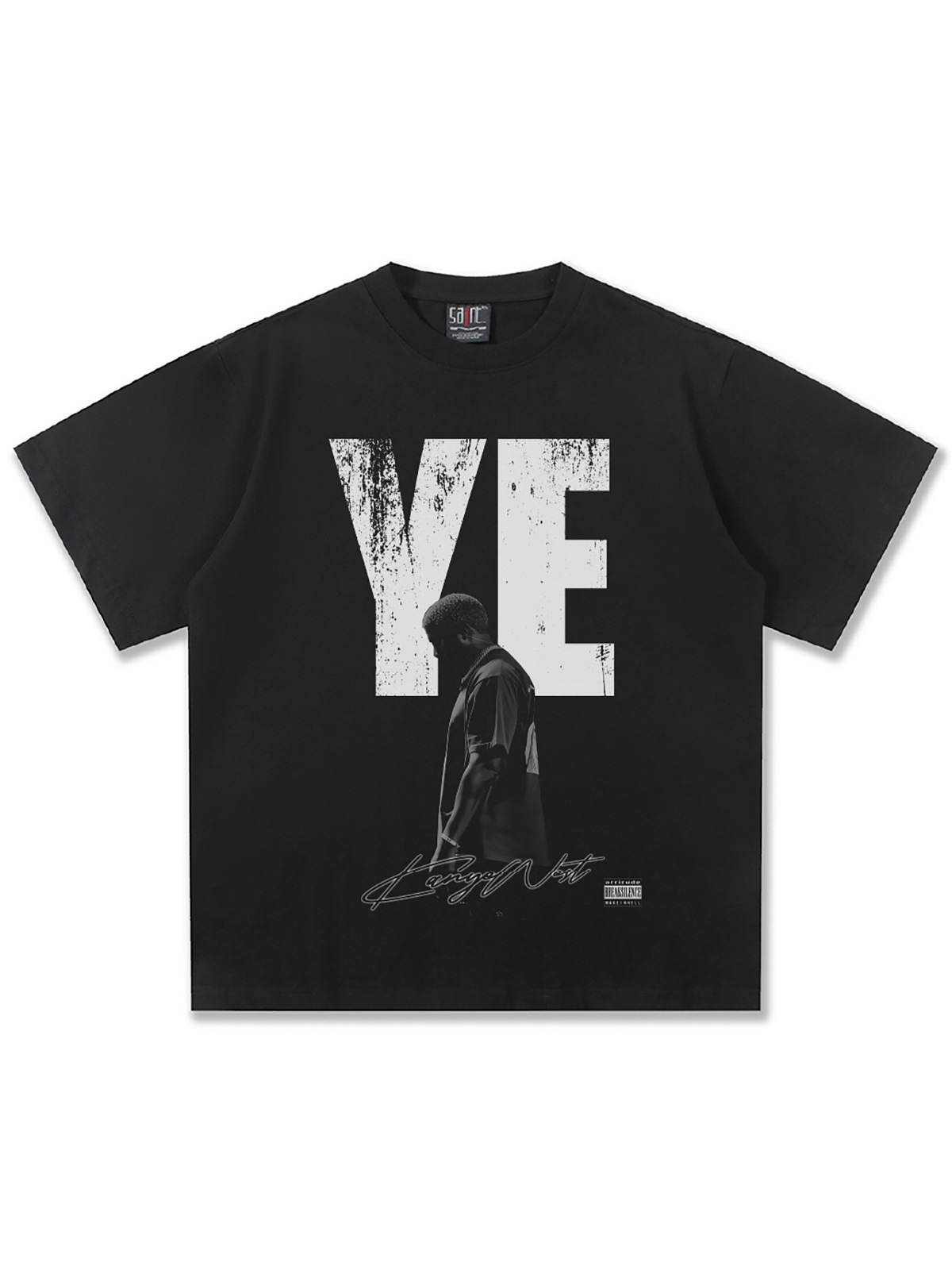 France jersey Summer American Street Style "Snowflake" Heavyweight Men's T-Shirt with White Ink Print, Short-Sleeve, Trendy