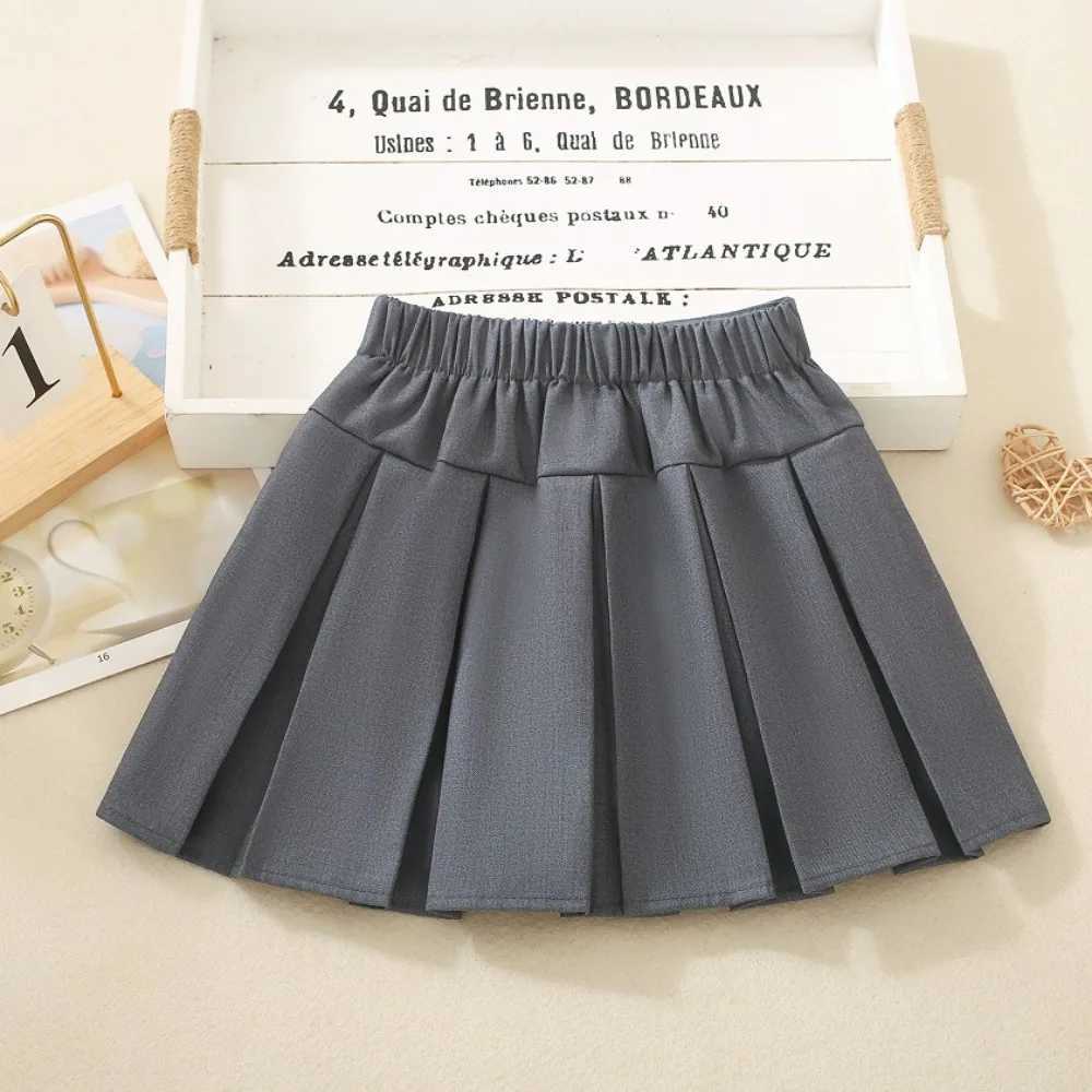 LILIGIRL 2025 Girls Solid Color Pleated Skirt Autumn Little Girls Skirt Korean Childrens College Style Skirt H260407