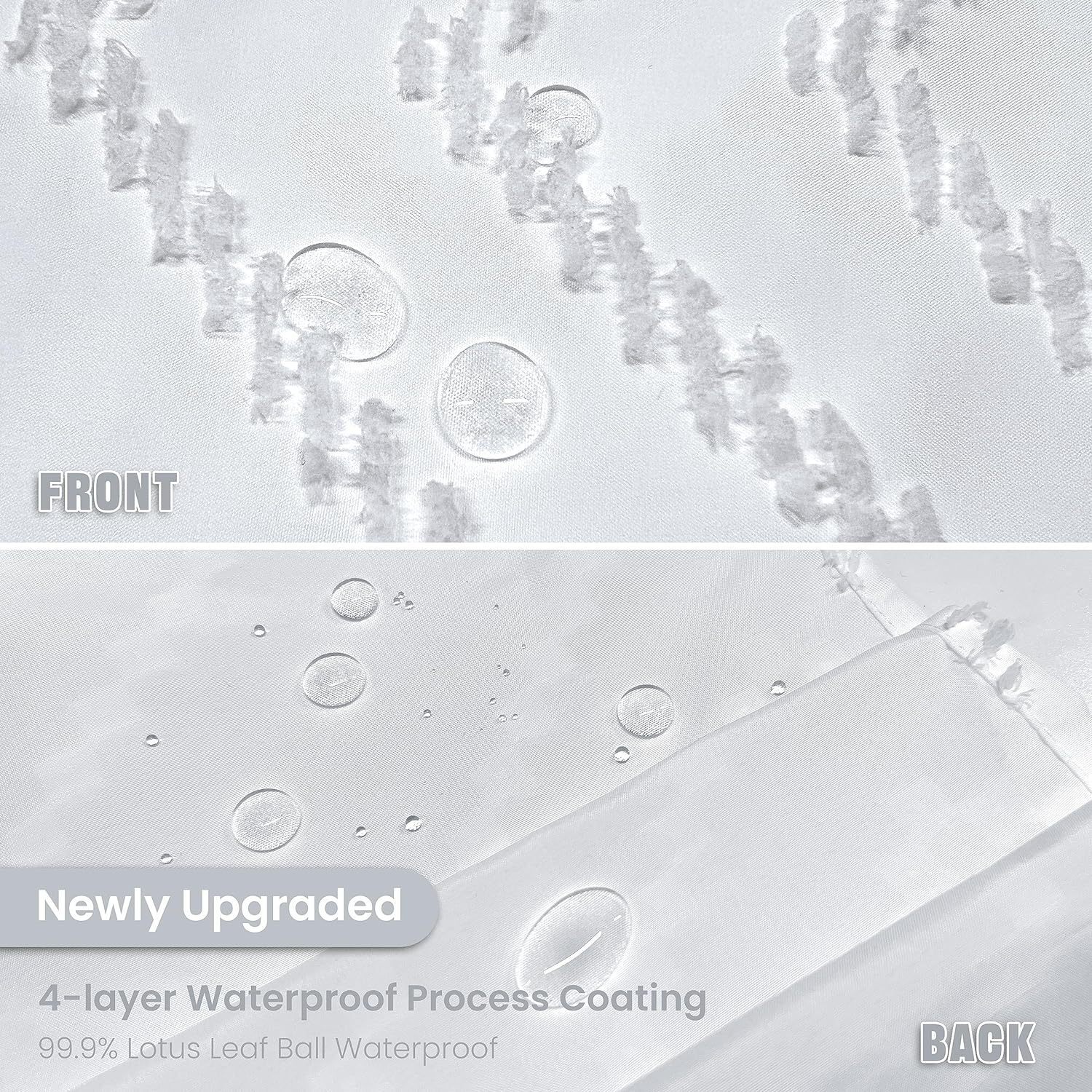 Shower Curtain Bohemian Cut Flower Geometric Plaid Pattern Tassel Hem Thick Solid Color Waterproof Luxury Style Bathroom Curtain