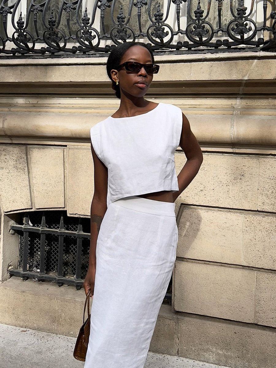 Summer Cotton Linen Vest Half Skirt 2-Piece Set Women's INS Chic Short Vest Casual Set Fashion Split Long Skirt Suits