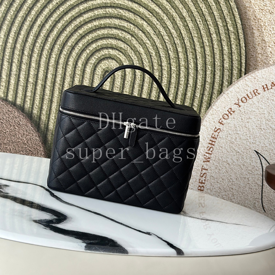 Professional Toilet bag genuine leather Clutch Bag Mirror quality designer bag 25CM Cosmetic Bag Luxury handbag with gift box CA80913A