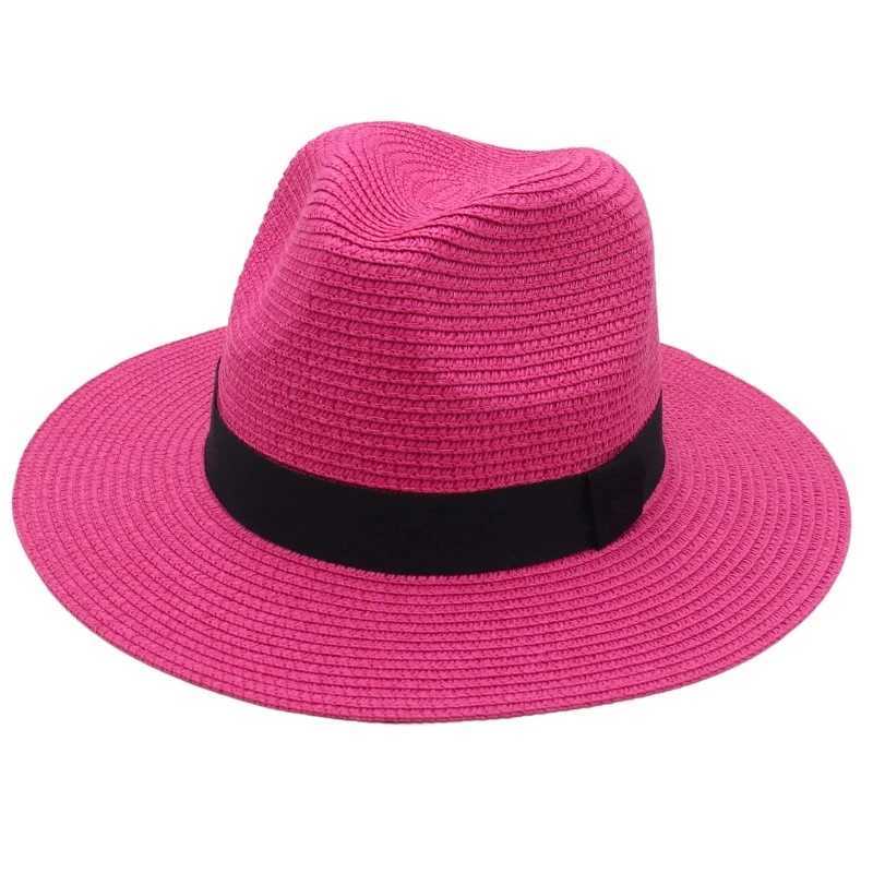 Spring and Summer Hot Selling Panama Straw Hat Square Black Ribbon Korean Style Hat for Men and Women Jazz Hat Panamahat H260407