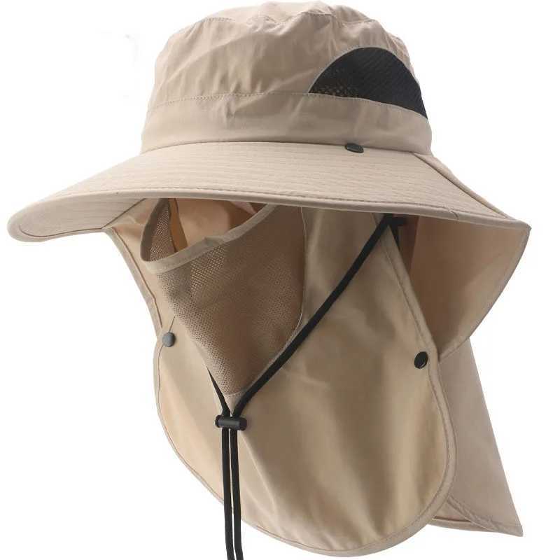 WEIHE Hats UV Protection Outdoor Hunting Fishing Cap For Men Women Hiking Camping Visor Bucket Hat Neck Flap Fisherman Hat H260407