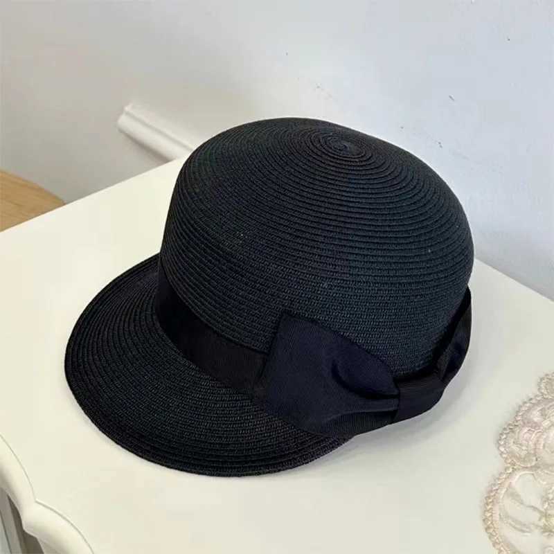 Elegant Straw Hat Women Summer Beach Ladies Casual long ducK Bowknot Hat Breathable Fashion Sun Hats For female equestrian hat H260407