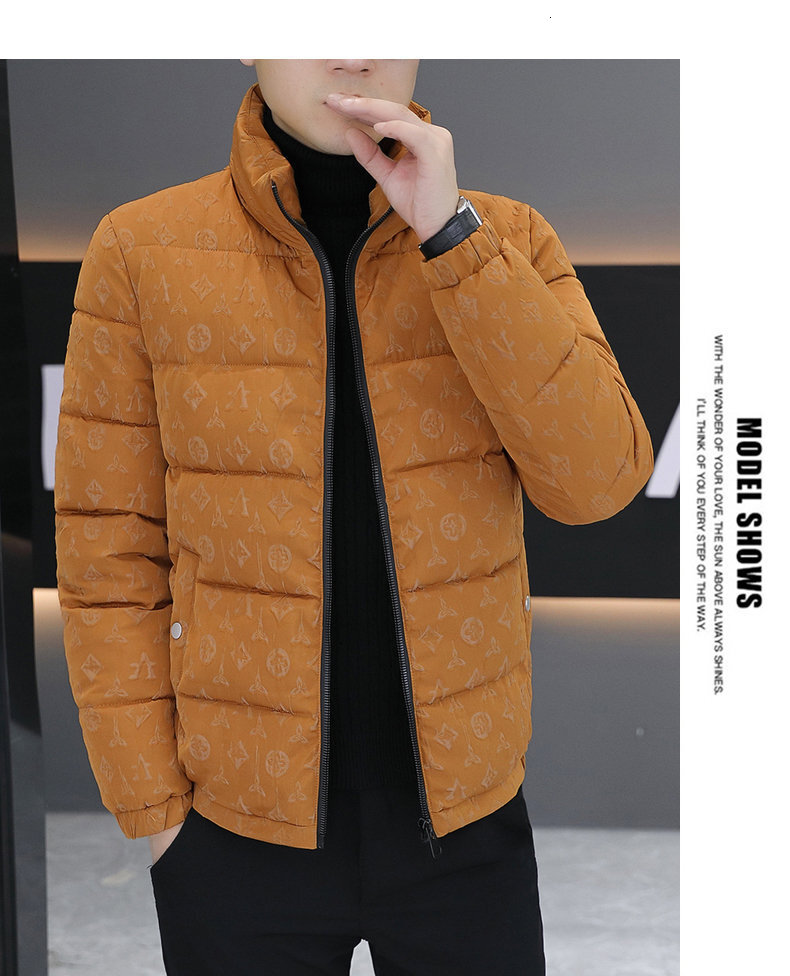 Men's Cotton Jacket, Preppy Quilted Stand Collar Coat - Brown/Black Cotton Blend Zip-Up Outerwear for Casual Business, Weekend Wear, Commuting, Travel - view 8