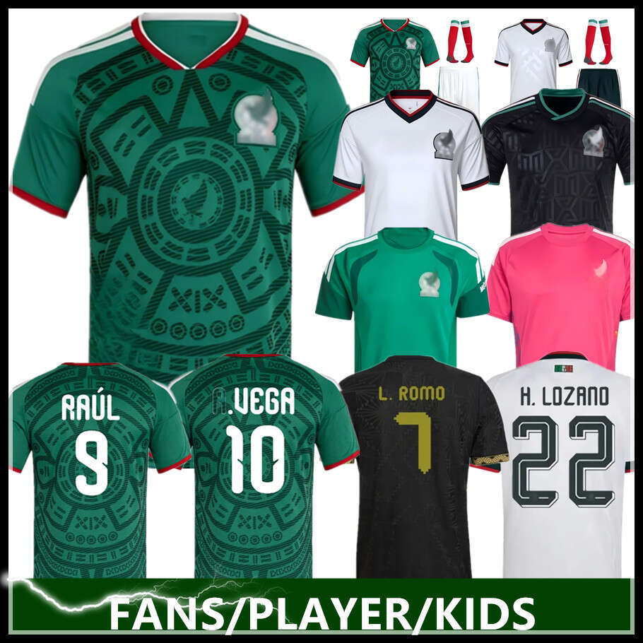 new 2026 MexicO World Cup Soccer Jerseys 26 27 CHICHARITO GIMENEZ H.LOZANO HOME AWAY Football Shirt Mexique E.ALVAREZ A.VEGARAUL Men Woman Kids Kit Green