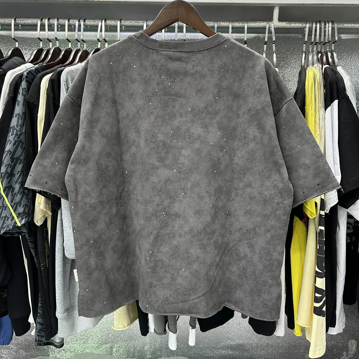 Shinning Bling Diamond Short Sleeve Cropped T-shirt for Men and Women Crew Neck Rhinestone Loose Cotton Summer Tshirts Oversized 260407