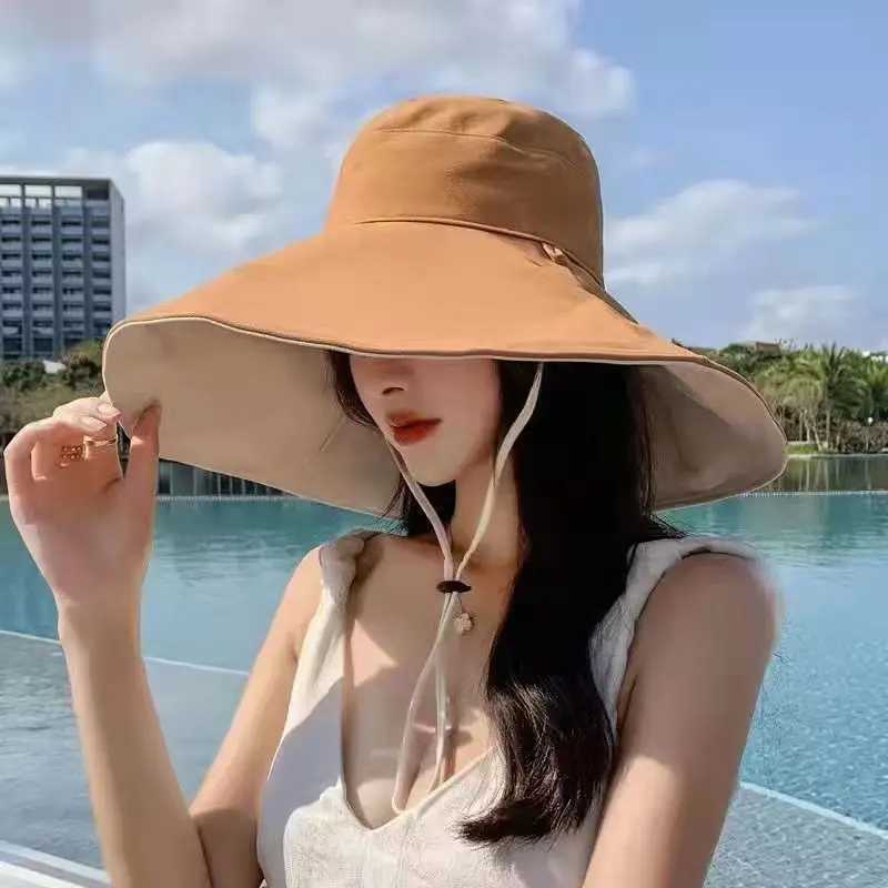 1Pc Doublesided Largebrim Hat Perfect for Summer Beach Style Outdoor Commuting Vacation Sun Protection Fashionable and Versatile H260407