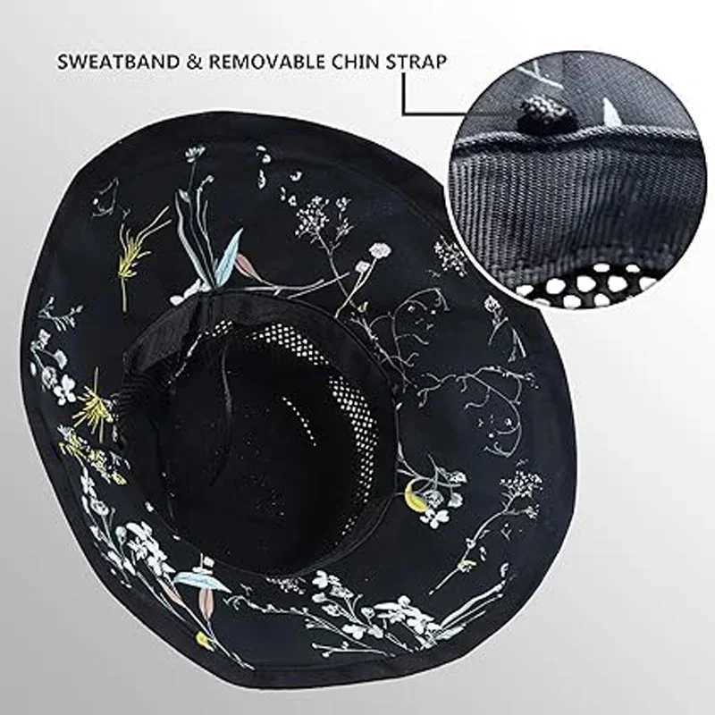 Breathable Summer UV Protection Wide Brim Women Sun Hat Foldable Beach Travel Mesh Bucket Hat Outdoor Gardening H260407