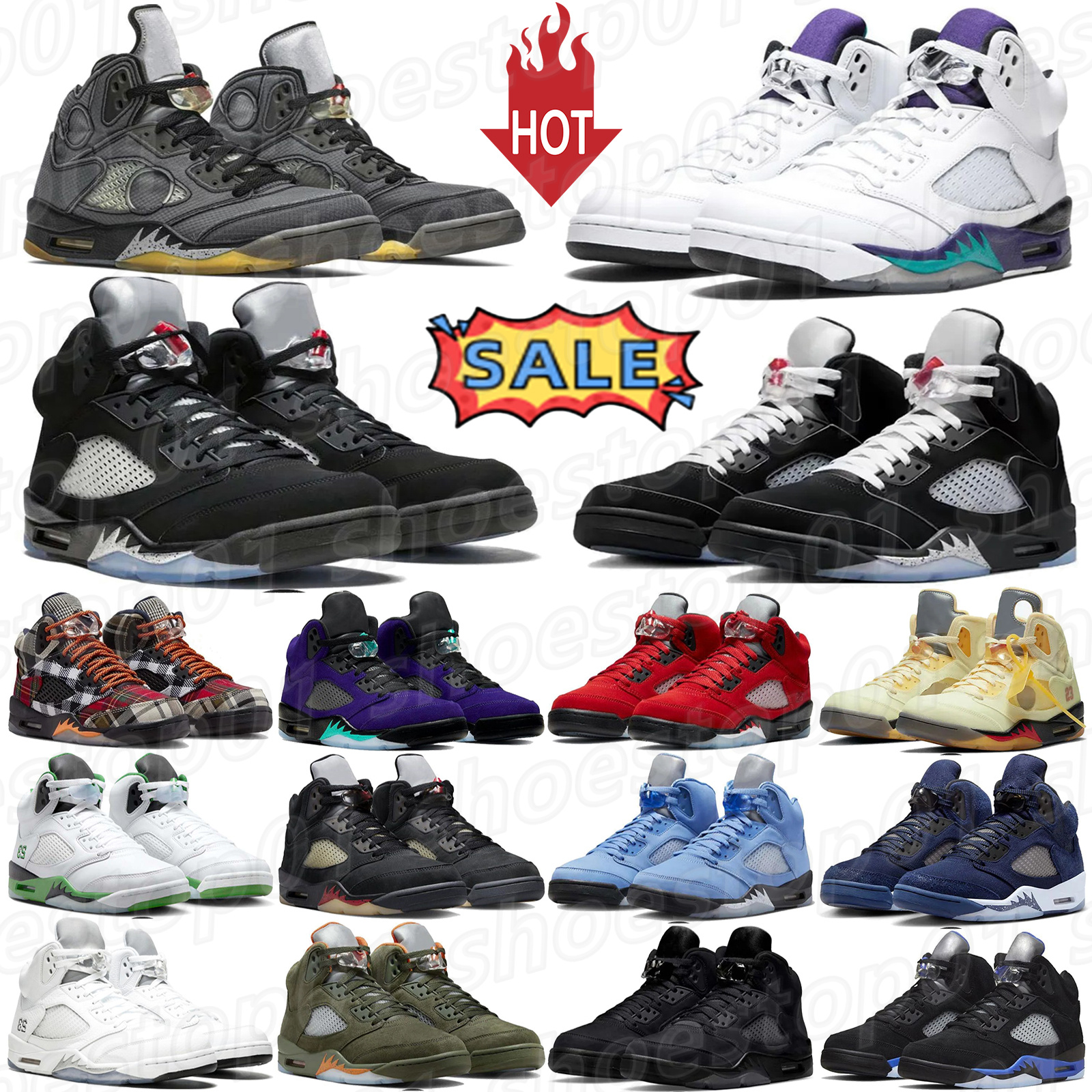 Shoe sneaker Mens basketball shoes Sneakers j5 5s Grey Yellow Black Reflective Black Black Purple White Blue Black Midnight Blue