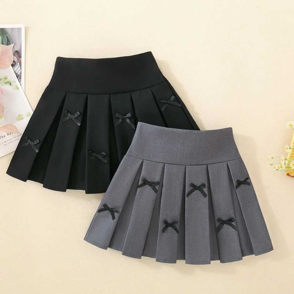 LILIGIRL 2025 Girls Solid Color Pleated Skirt Autumn Little Girls Skirt Korean Childrens College Style Skirt H260407