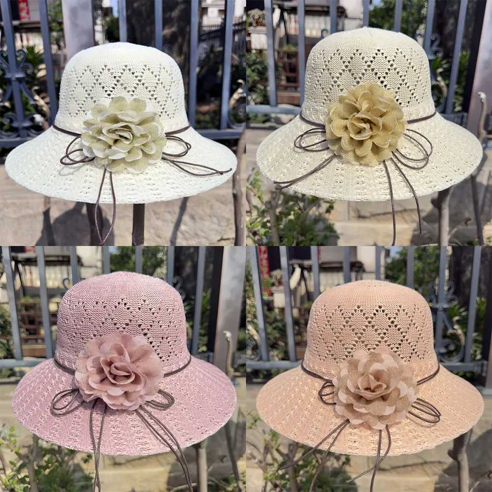 Fashion Casual Sun Cap Sunscreen Beach Hat Flowers Straw Hat Bucket Hat Women Outdoor Wide Brim Sweet Elegant Foldable Hats H260407
