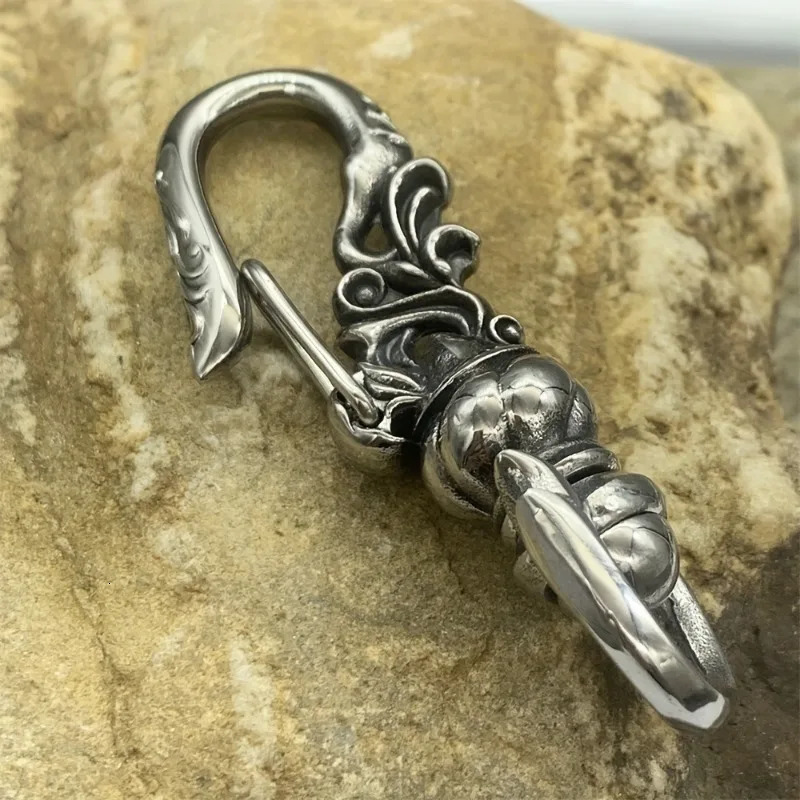 1PC Stainless Steel Punk Carabiner Keychain Mens DIY Lobster Clasp Making Clips Key Hook 260403BJ - view 7