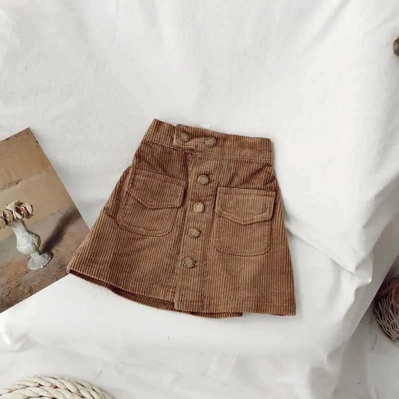 Baby Girl A-line Spring Skirt Girl Corduroy Half Skirt Solid Classic Short Skirt Autumn Wrapped Hip Versatile Childrens Skirt H260407