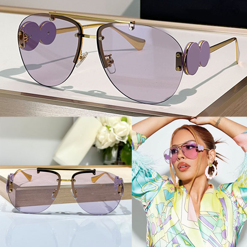 Women Man Luxury Extra Large Rimless Oval Sunglasses VE2250 Designer Light Purple Gradient Lenses Glasses UV Protected Summer Travel Eyewear