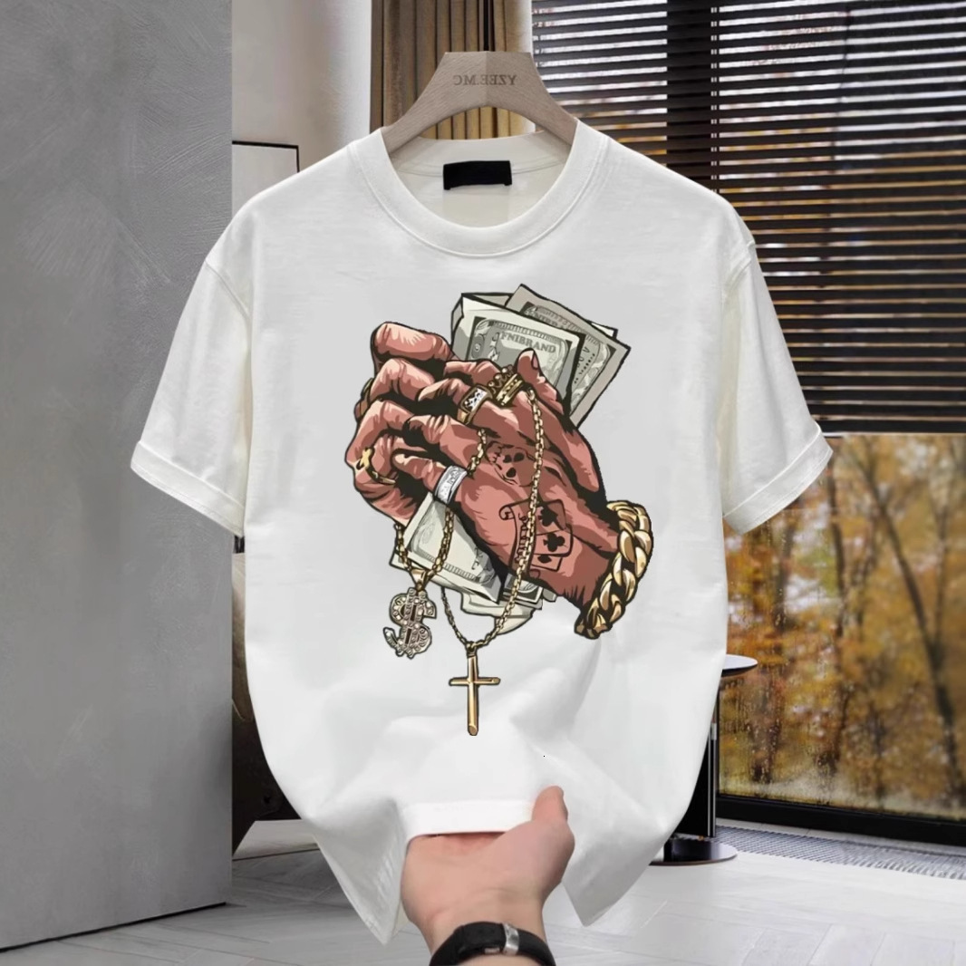 2026 New Designer Fashionable Luxury Boy Print Round Neck Short Sleeved Loose Fit Sports Multifunctional Men's T-shirt