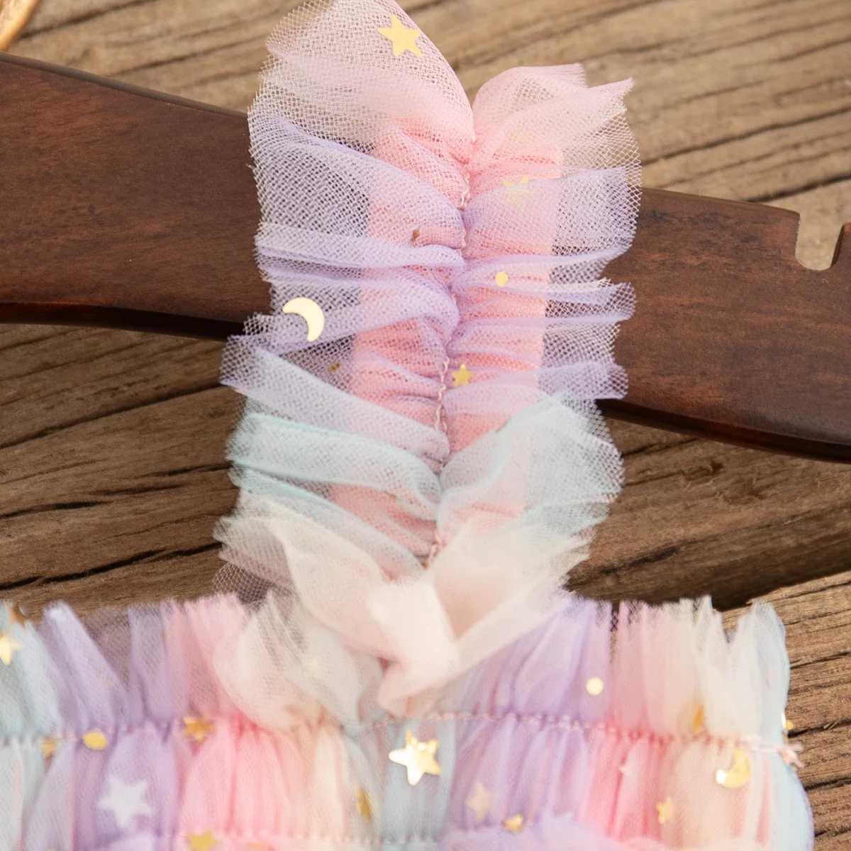 Baby Dresses Summer Colorful Sequins Mesh Baby Girl Dress Sweet Sling Girls Wedding Flower Girl Kids Dress Baby Girl Clothes H260407