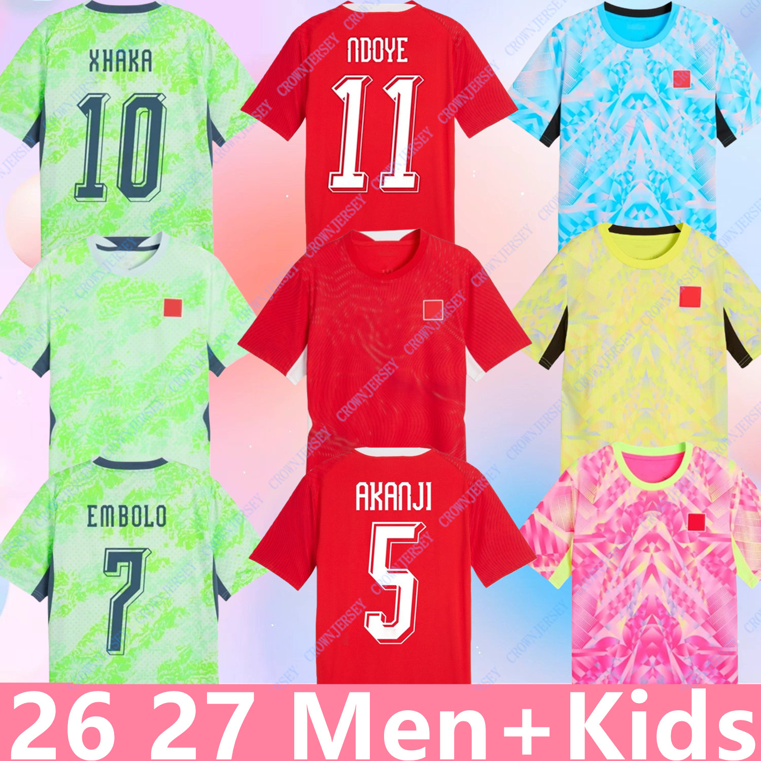 2026 World Cup Switzerland National Team 2026 2027 Soccer Jerseys XHAKA ELVEDI AKANJI ZAKARIA SOW RIEDER EMBOLO SHAQIRI FREULER home away Football shirt men kids kit
