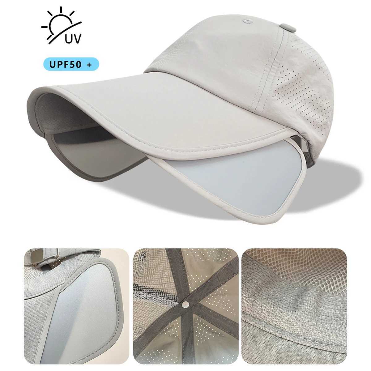 Sunscreen Hat Mens Summer Sun Hat Outdoor Big Brim Cap Breathable Fishing Hat Retractable Sunshade Anti-Ultraviolet H260407