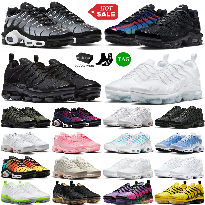 With Box Designer Tn Plus Running Shoes Mens Womens tnss Toggle tns Utility Triple Black White Red Metallic Silver Grey Blue Outdoor Trainers Sports Sneakers