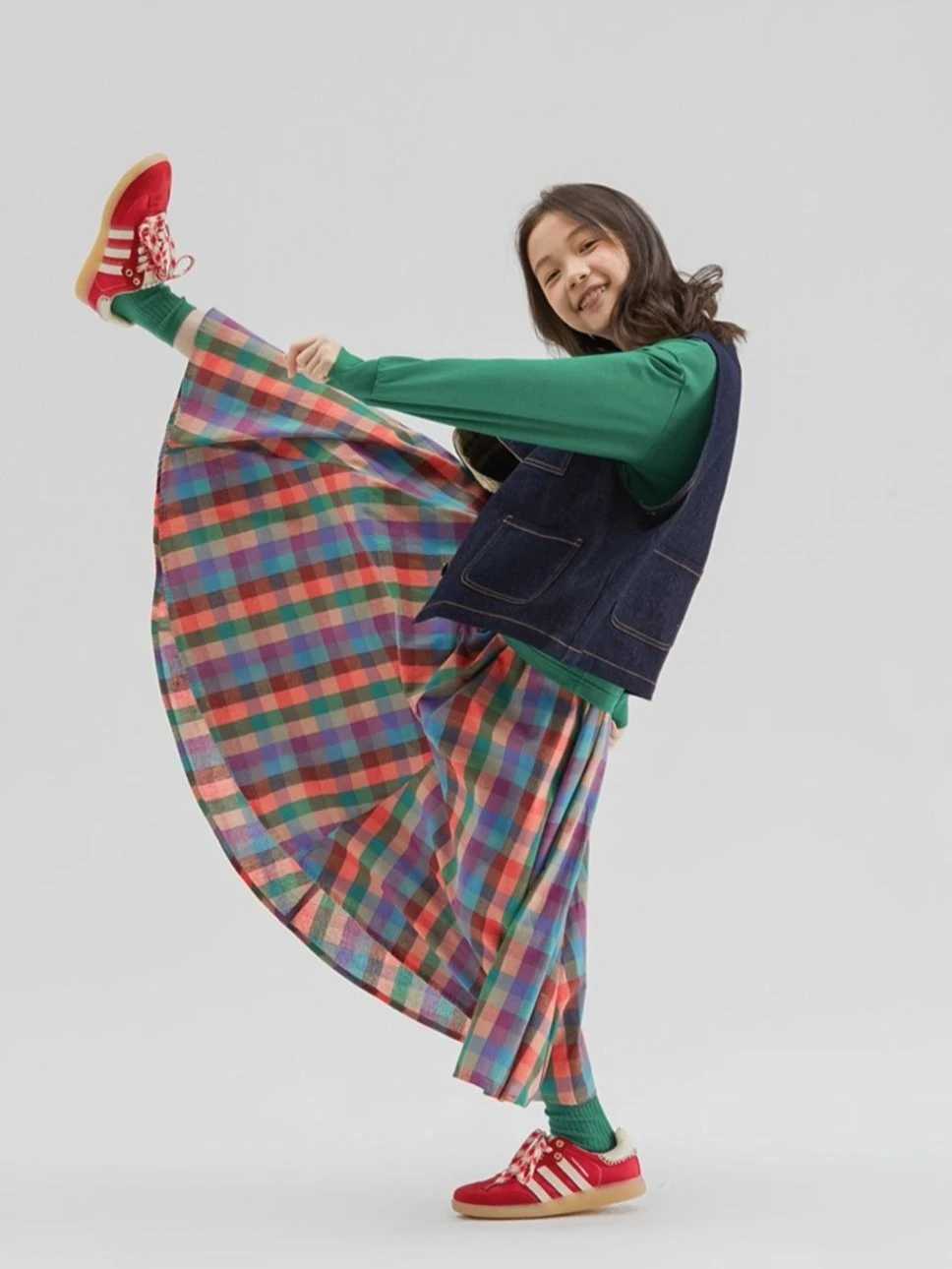 Girls Colorful Plaid Umbrella Skirt Spring Summer Designer Half Skirt Kids Trendy Floral Print Skirt Childrens Clothing H260407