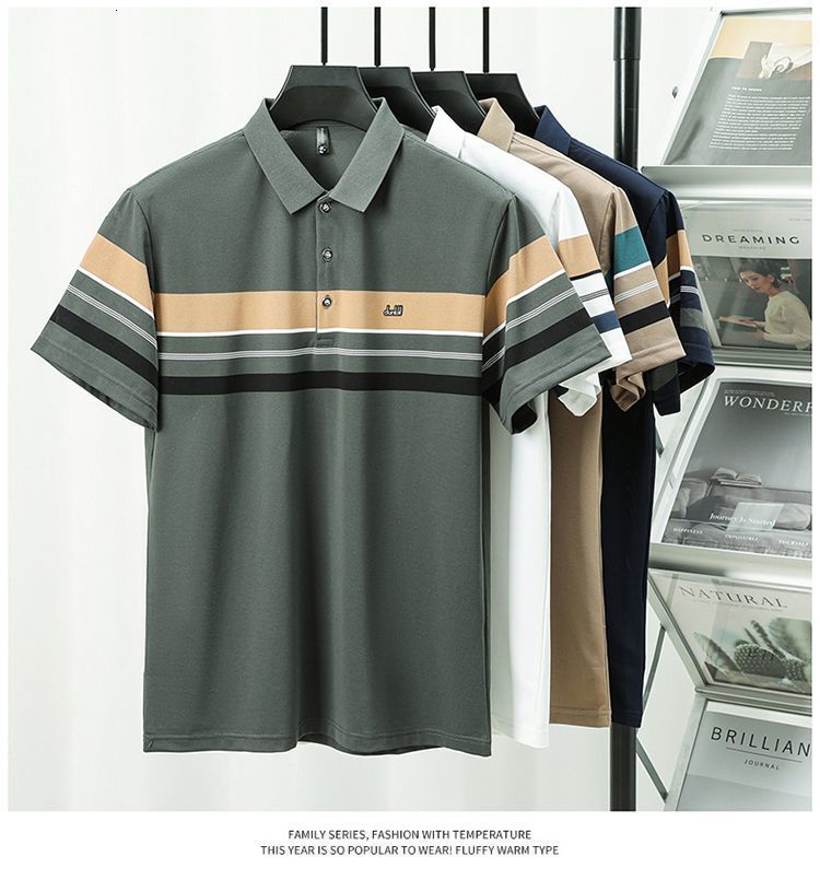 Luxury Designer Men's Casual Sportswear Striped Logo Pique Cotton Polo Shirt High-end Business Fashion Breathable Summer Activewear