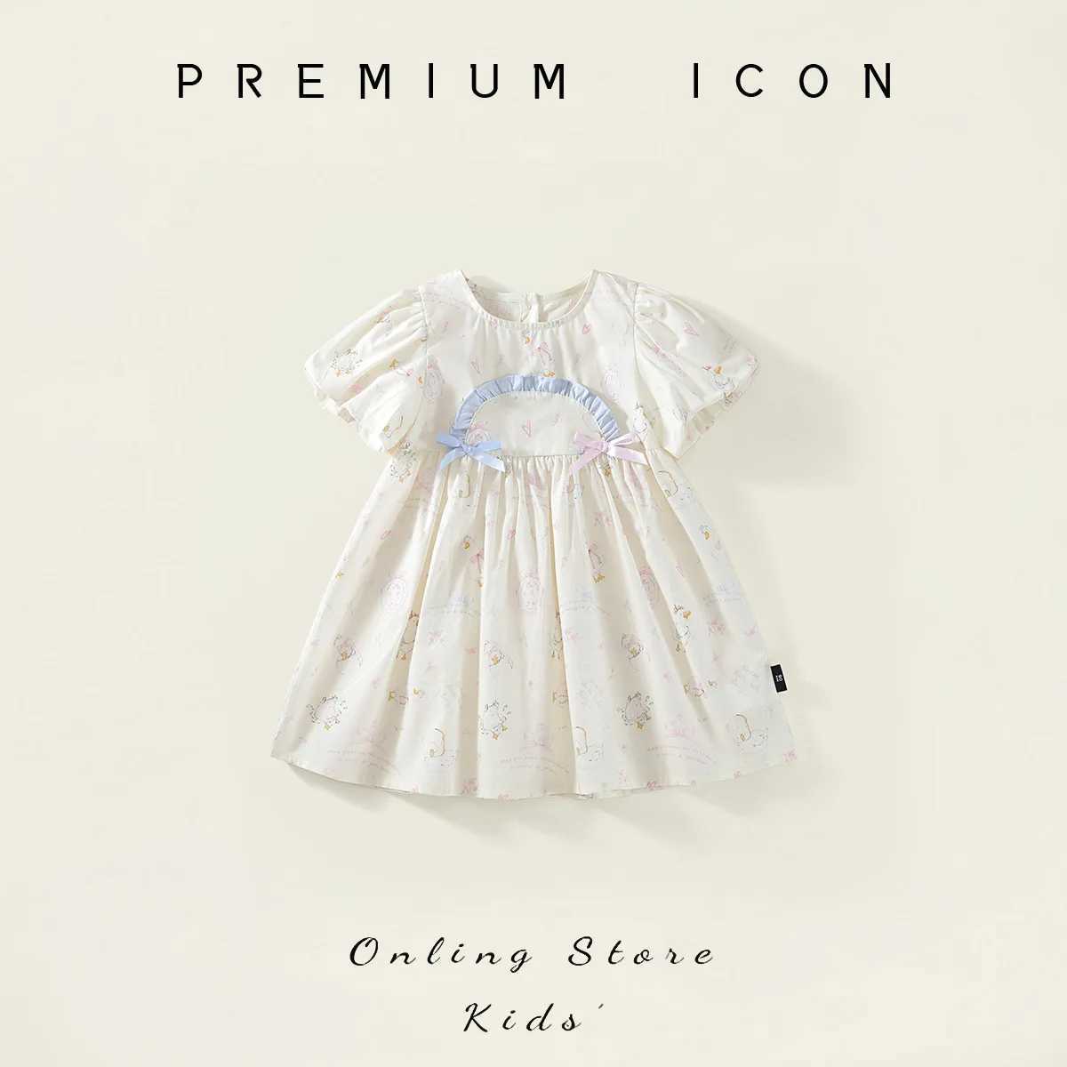 YBFSKID Children Girls Short Sleeve Dress Summer 2026 Infant Babys Girls Dress Floral Printed Kids Toddler Girls Princess Dress H260407