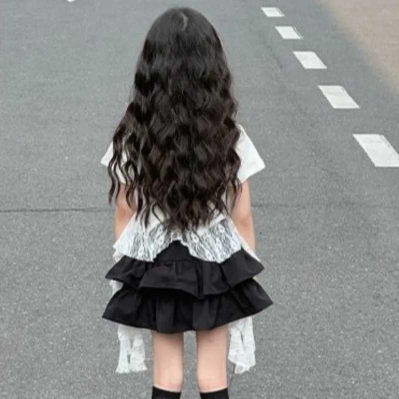 2026 New Girls Summer Dress Trendy Korean Style Short Sleeve Tiered Skirt Versatile Mix Match Casual Wear for Kids H260407