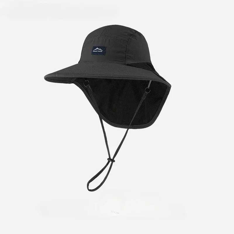 Unisex Summer Wide Brim Waterproof Quick-drying Panama Caps Outdoor Visor Bucket Hats Mesh Breathable Sun Hat with Neck Flap H260407