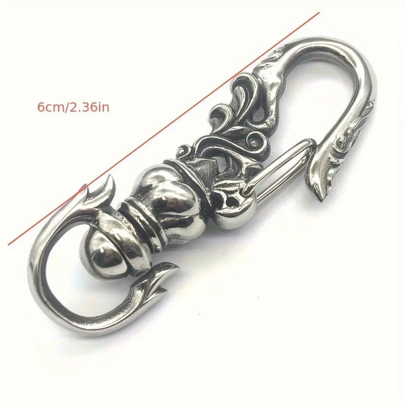 1PC Stainless Steel Punk Carabiner Keychain Mens DIY Lobster Clasp Making Clips Key Hook 260403BJ - view 5