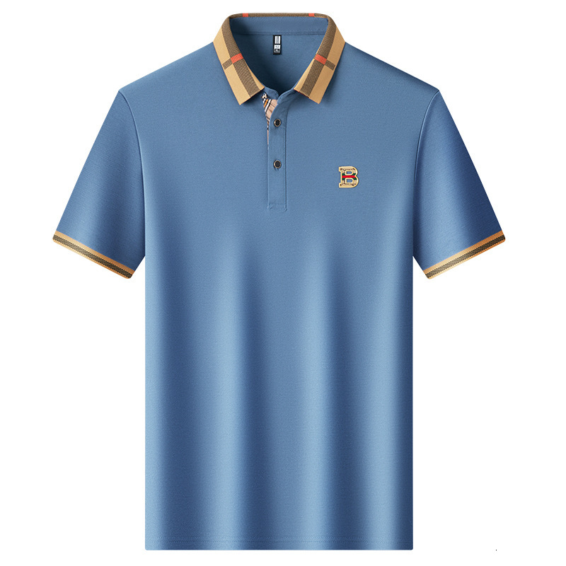 Designer Luxury Men's Casual Sport Polo Shirt Premium Pique Cotton Plaid Collar Top Elegant Business Style Breathable Summer Active Casual Wear