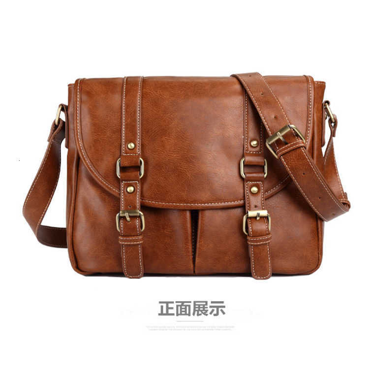 Hand-held European retro single-shoulder messenger bag made of PU leather, simple and versatile, suitable for all occasions, trendy men's bag.T25