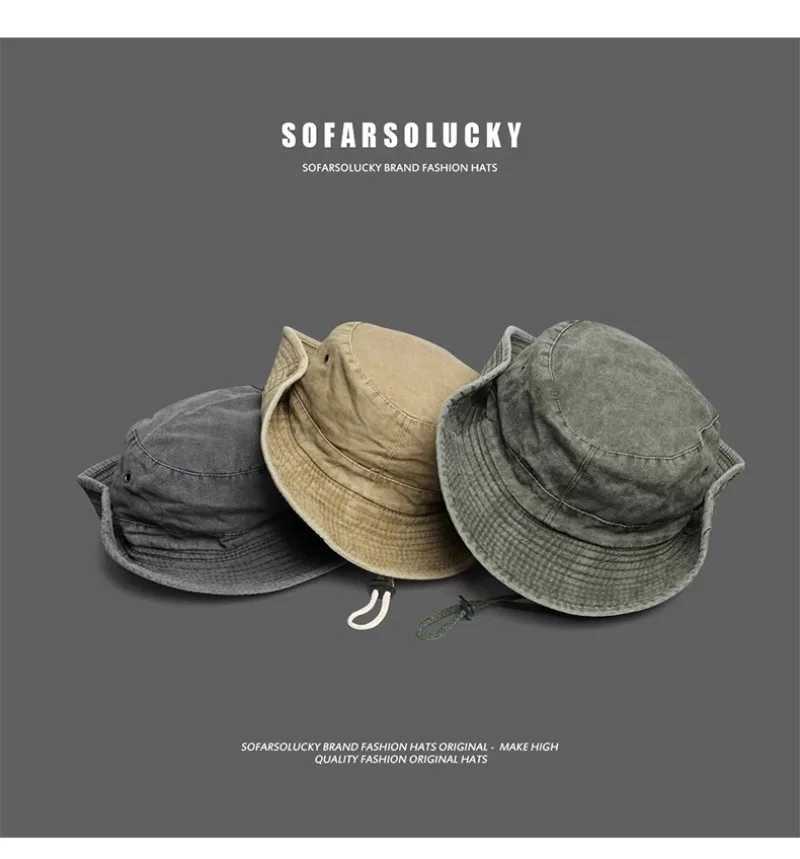 Japanese Outdoor Western Cowboy Bucket Hats Mens Women Summer Mountaineering Sun Protection Sun Hat Tooling Fishing Basin Hat H260407