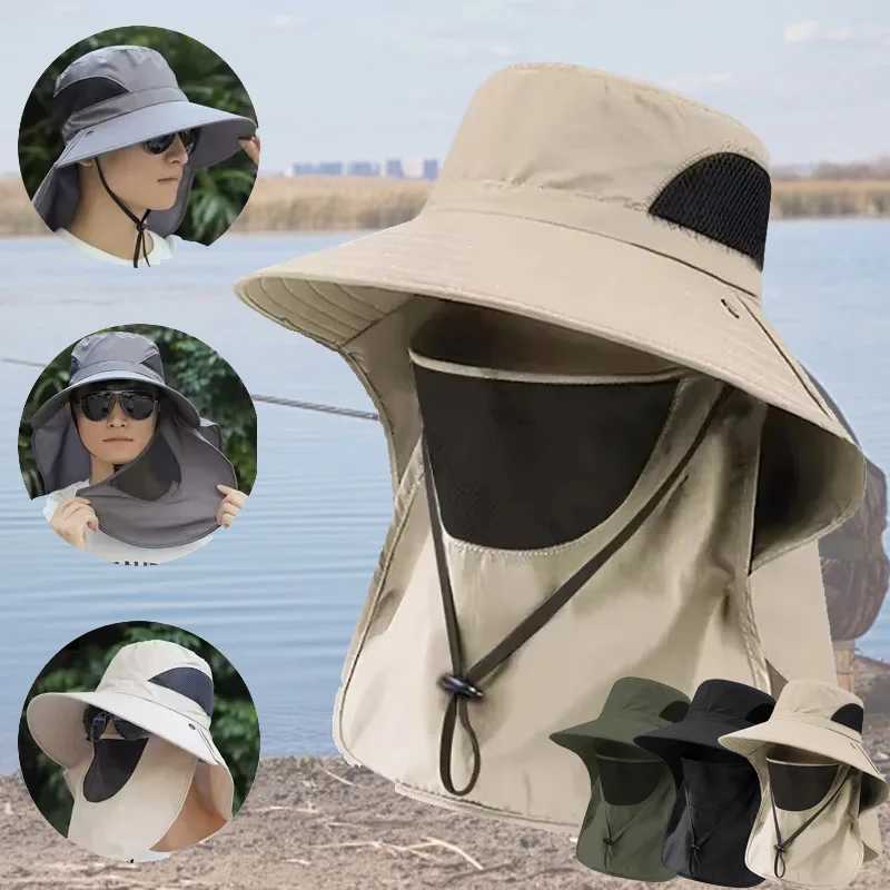 Unisex Summer Sun Hat UV Protection Bucket Cap with Neck Flap Outdoor Hunting Fishing Hiking Camping Fisherman Hat H260407