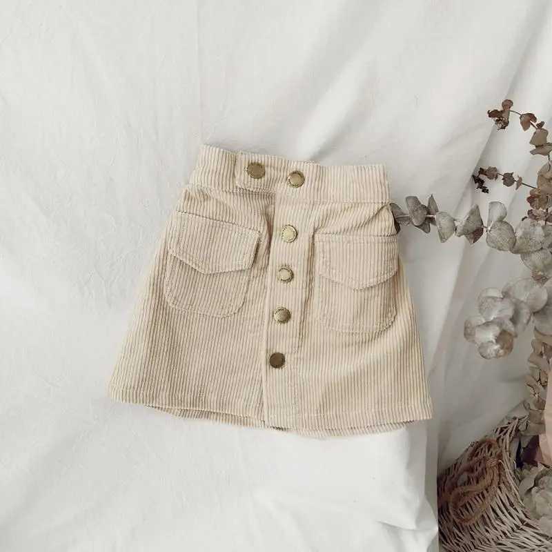 Baby Girl A-line Spring Skirt Girl Corduroy Half Skirt Solid Classic Short Skirt Autumn Wrapped Hip Versatile Childrens Skirt H260407