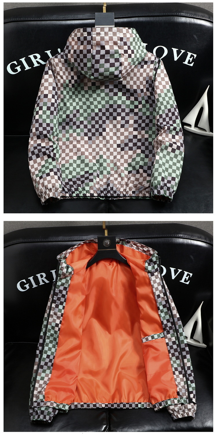 European Station Light Luxury Men's Designer Clothing Plus Size Spring Jacket Men's Casual Hooded Oversized Plaid Coat Outdoor Fashion Trend