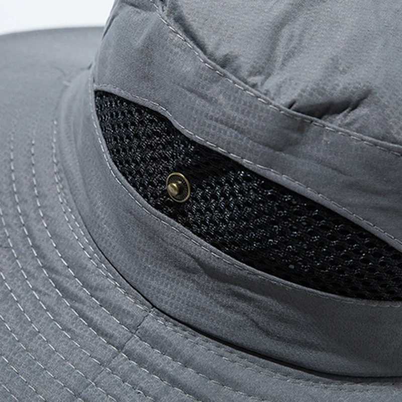 Unisex new fashionable sun hat casual fisherman hat western cowboy hat sun hat outdoor sports hiking drawstring hiking sun hat H260407